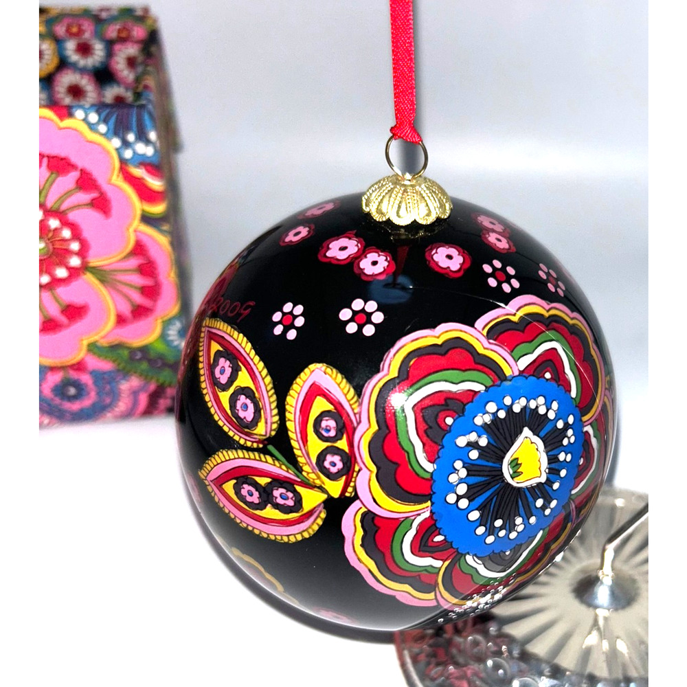 Vera Bradley 2009 Hand Painted Large Glass Ornament Limited Edition NIB